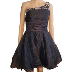 Dress One Shoulder Cocktail Homecoming Black Womens See measurements